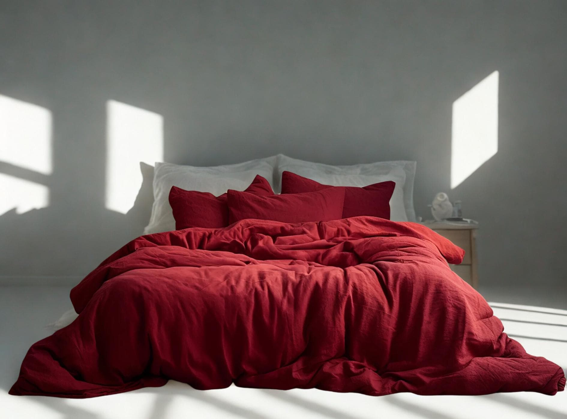 26 Festive Christmas Bedding Sets for a Merry Bedroom Makeover: Cozy Up Your Space with Holiday Cheer! 19 Christmas maroon linen bedding set 1 Duvet cover and 2 Pillowcases