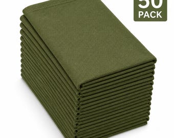 Servilletas de algodón verde oliva, juego de 50 unidades, servilletas para mesa de boda, servilletas de tela reutilizables para cena, decoración para fiestas y eventos.