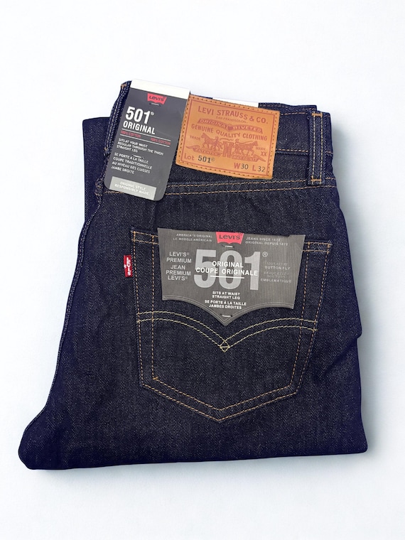 Levi's 501 premium 濃紺　W33 L32 Levis 501 Straight Fit Jeans - Mens Classic Denim - Dark Blue, Mid