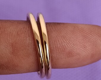 Handmade Solid Brass Band Ring Set, Boho Jewelry