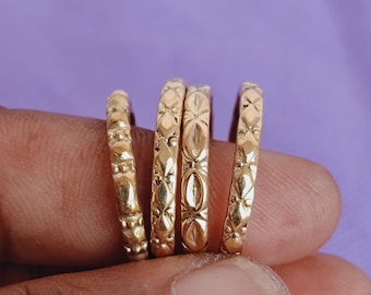 Handgemaakte koperen ringenset: boho stapelbare ringen, uniseks sieraden