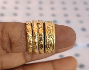 Conjunto de anillos de latón hechos a mano: Anillos apilables estilo boho, joyería para mujer