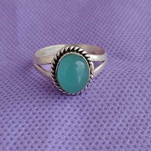 Handmade Oval Aquamarine Ring: Vintage Boho Sterling Silver Jewelry