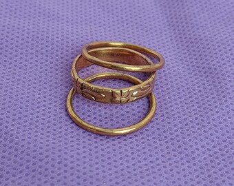 Handgemaakte brassbandringset: boho-duimringen