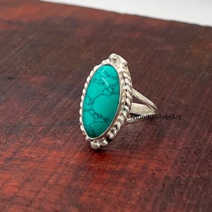 Handmade Turquoise Ring: Sterling Silver Boho Gemstone Jewelry