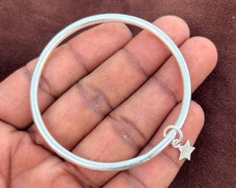 Minimalist Sterling Silber Armreif, Schlichtes 925er Silber Armband.