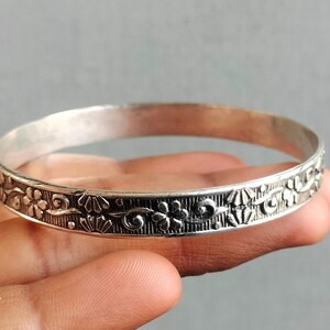Handmade Sterling Silver Bangle: Polished 925 Silver Cuff Bracelet