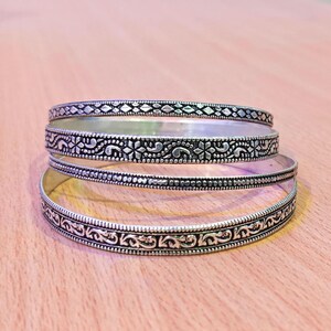 Handmade Sterling Silver Stacking Bangles - Set of 4 silver bangle .