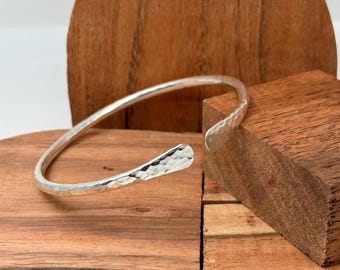 925 Sterling Silver Open Cuff Bracelet, Minimalist Bangle, Adjustable Jewelry .