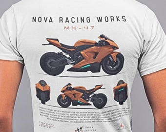 バイクレーシングシャツ メンズギフト オタク風バックプリントTシャツ バイカー愛好家へのプレゼント