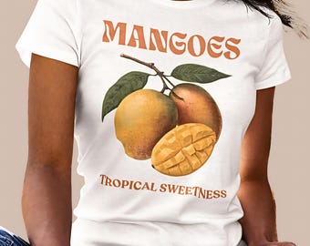 Mango Shirt Fruit Lover Gift Girlfriend Casual Summer Top Retro Botanical Tee Farmers Market