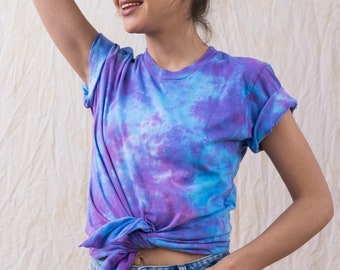 Violet Sky Vintage Pastel Tie Dye T-shirt Pattern Hand Made Plus Size