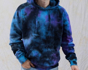 Galaxy black blue tie dye hoodie constellation pattern cute unique one a kind hoodie  Gift for Holiday Fun Unique Style
