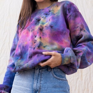 Violet Tie-Dye Sweatshirt: Psychedelic Fleece Meets Soft Comfort Wear, A Winter Essential & Perfect Gift for Mom image 1