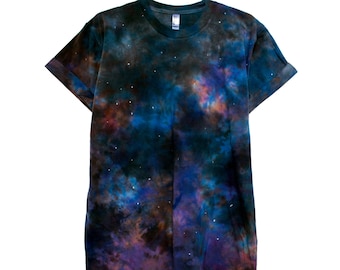 Galaxy Shirt Dark Blue Black Tie dye Cotton Tee (Limited Edition) Gift for Astronomy