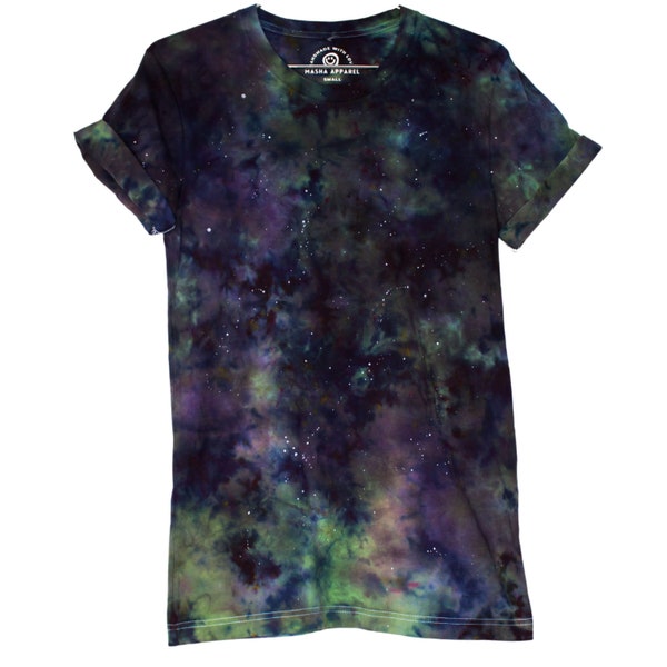 Galaxy Shirt Dark Blue Black Tie dye Cotton Tee Grunge clothing pattern gift for him kawaii apparel