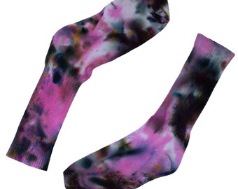 Pink and Black Confetti Tie-Dye Organic Cotton Socks - Unique Artisanal Comfort for Everyday Wear