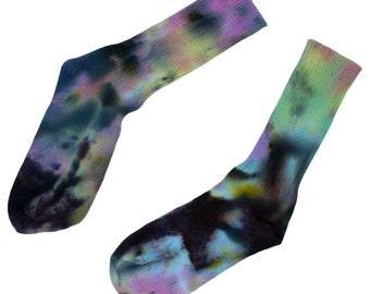 Pastel and Bold Black Tie-Dye Socks - Luxurious Organic Cotton, Artisan Crafted, Unique Fashion Statement for Men and Women