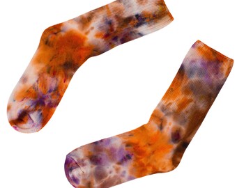 Orange Tie Dye Socks Sports Socks soft cotton Black, Blue, Pink Socks with a Bright pattern Fun Holiday Gift for Partner