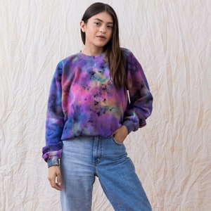Violet Tie-Dye Sweatshirt: Psychedelic Fleece Meets Soft Comfort Wear, A Winter Essential & Perfect Gift for Mom image 3