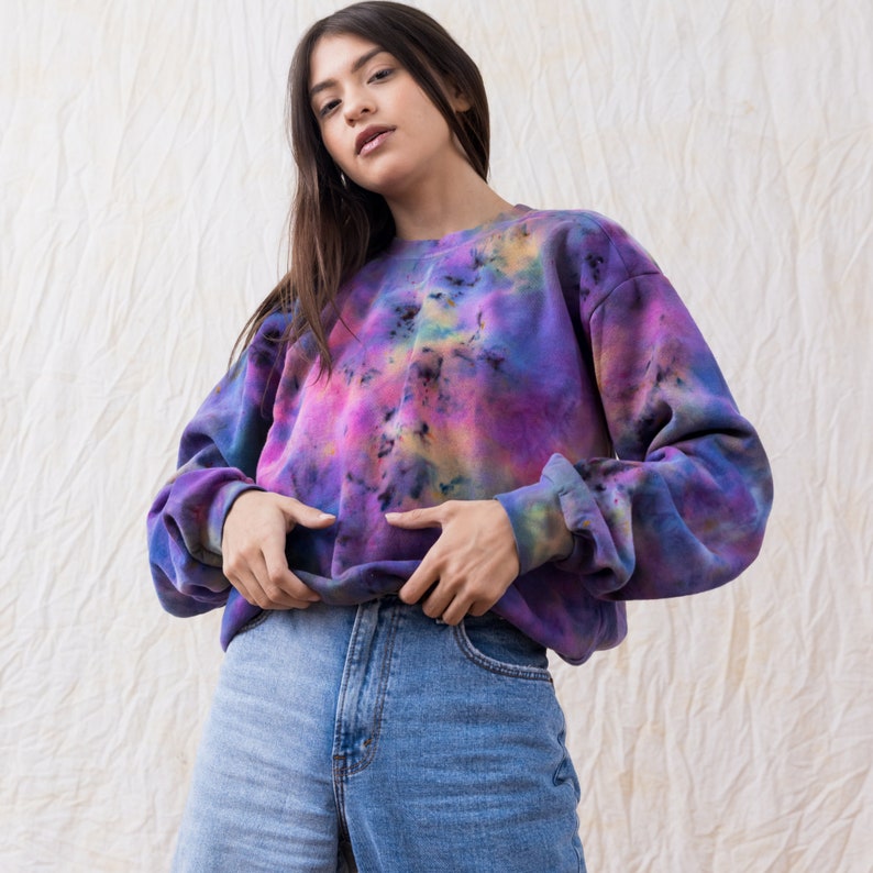 Violet Tie-Dye Sweatshirt: Psychedelic Fleece Meets Soft Comfort Wear, A Winter Essential & Perfect Gift for Mom image 2