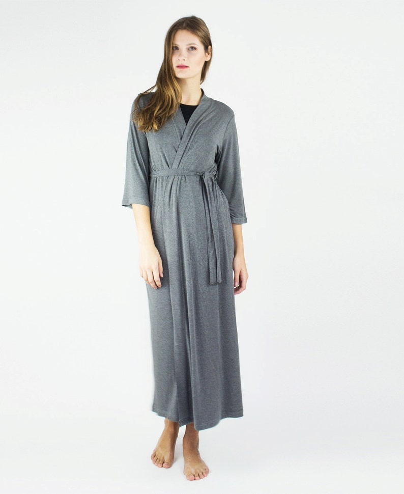 Extra Long Bamboo Robe Floor Length Plus Size Sleepwear Robe Organic Bamboo Luxury Kimono Black Maternity Pajama Custom Robe