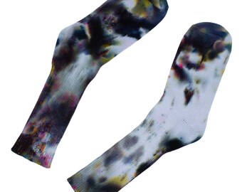 Stylish Black and White Confetti Tie-Dye Socks - Perfect Gift Idea, Unique Organic Cotton Comfort, Trendy Monochrome Accessory