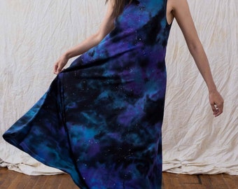 Universe Galaxy Tie Dye Cotton Black, Blue and Pink Constellation Maxi Fit Plus Size