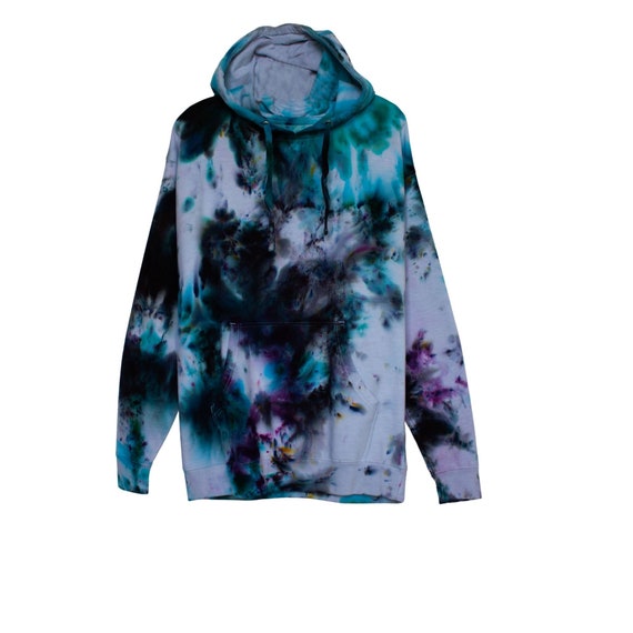 blue and black tie dye hoodie
