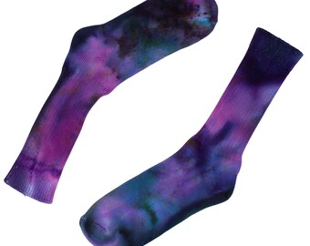 Pink and Blue Grunge Tie-Dye Socks - Edgy Hand-Dyed Organic Cotton Footwear