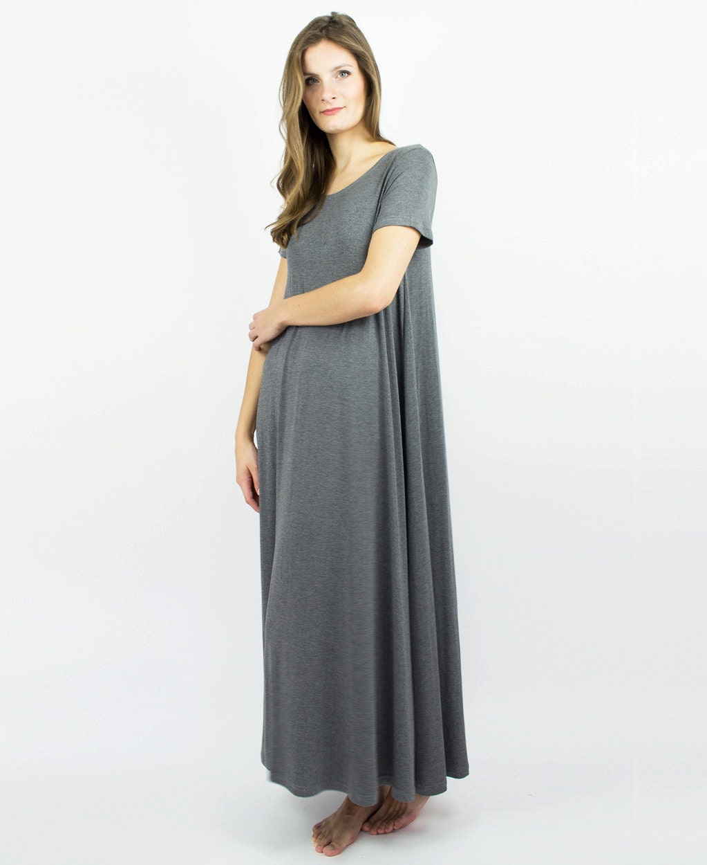 Long Bamboo Nightie luxury Plus Size sleepwear Maternity | Etsy
