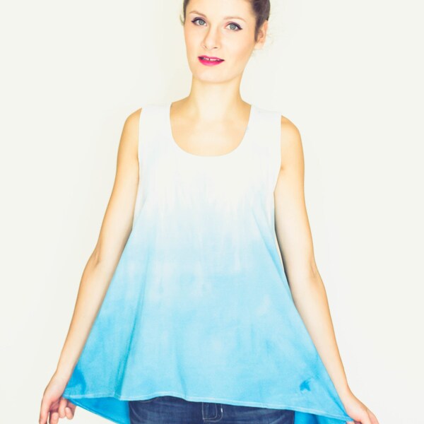 VERKOOP!! Blauwe Ombre Top, 50% korting! Maat xl alleen, cadeau voor moeders dag, organische Maternity Hospital Top, gezellige verpleegkundige Tank Top,