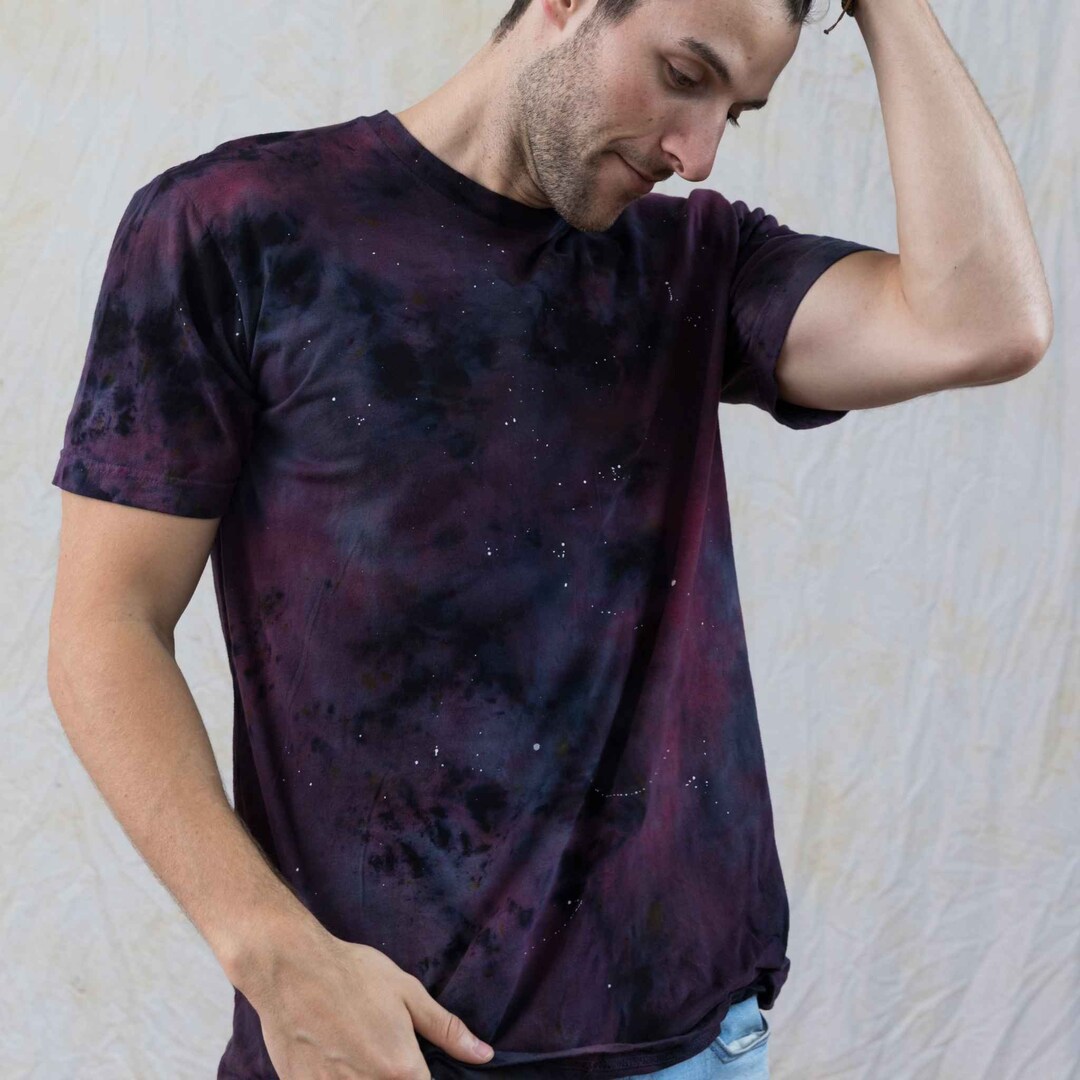 Galaxy Maroon Black Constellation Nebula Tie Dye Shirt Cotton Etsy