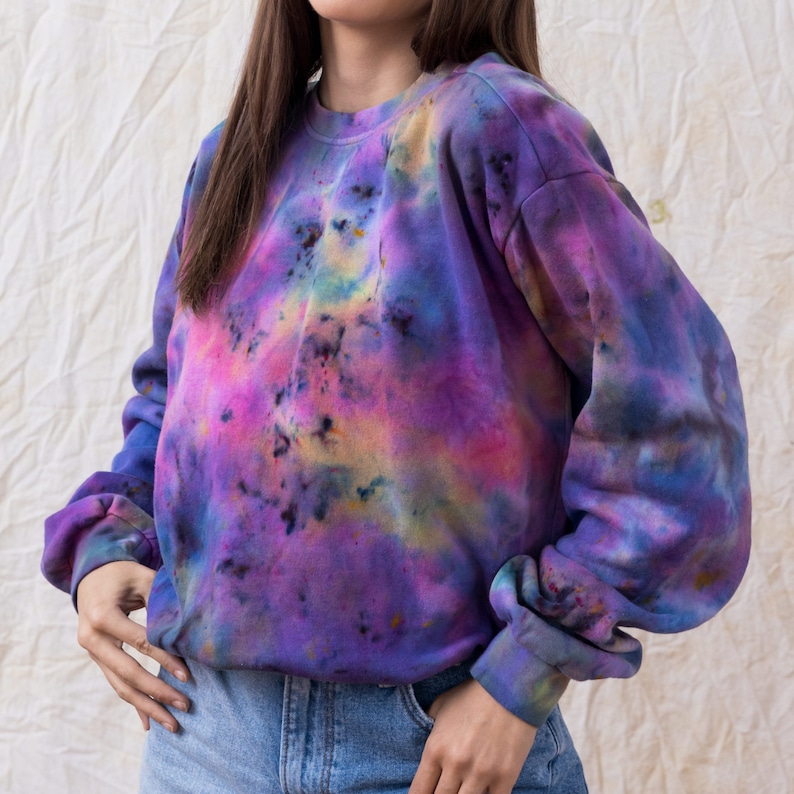 Violet Tie-Dye Sweatshirt: Psychedelic Fleece Meets Soft Comfort Wear, A Winter Essential & Perfect Gift for Mom image 5