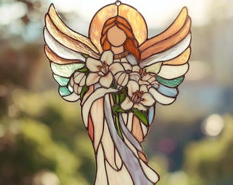 Ängellilja Akryl Solfångare Skyddsängel Fönsterhängande Dekor