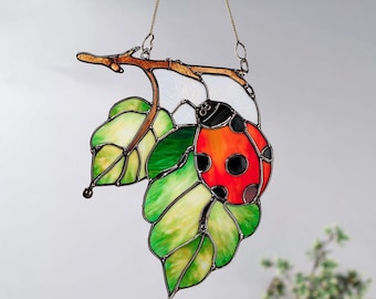 Ladybug Suncatcher Stained Glass Ladybug Window Hanging Decor