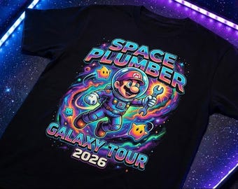 Space Plumber Shirt, Super Mario Galaxy Movie Fan Art Tee, Retro Sci-Fi Mario Graphic, Gamer Gift, Cosmic Adventure Shirt, Galaxy 2026 Top