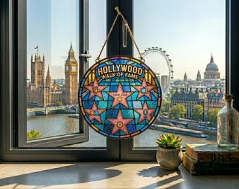 Atrapasueños acrílico personalizado con forma de estrella de la fama, regalo de celebridad, decoración para ventanas