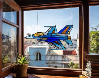 Fighter Jet Acrylic Suncatcher Military Airplane Window Hanging Kids Decor