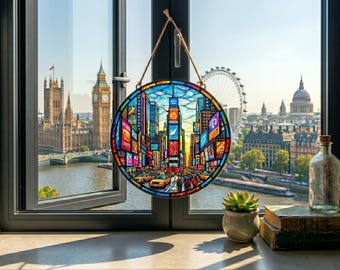 Atrapasueños acrílico con el horizonte de Londres para colgar en la ventana, regalo de viaje