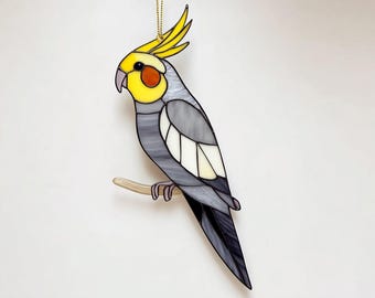 オカメインコのサンキャッチャー ステンドグラス オカメインコの鳥の窓飾り