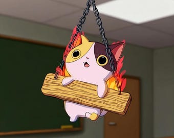 Rolig brinnande katt akryl solfångare meme fönsterhängande dekor