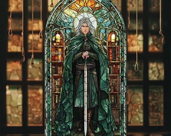 Mago Caballero Fantasía Atrapasueños Acrílico Decoración Gótica Medieval para Ventanas