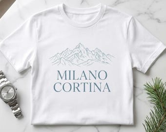 Milano Cortina 2026 Shirt, Glacier Blue Winter Tee, Italian Alps Minimalist Shirt, Luxury Winter Sports Gift, Aesthetic Italy Travel Top