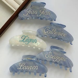 Customized handcrafted rhinestone crystal name hair clips, personalized hair clips, wedding hair clips, bridesmaid gifts, wedding gifts