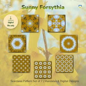 Sonnige Forsythie | Nahtloses Muster 7er Set | Mandalas & digitale Designs