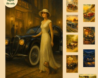 Arte digital imprimible de coches clásicos