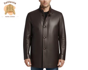 RATS STAND COLLAR LEATHER JACKET カウレザー Men's Stand Collar Zipper Faux Leather Motorcycle Jacket