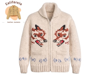 Project Hail Mary Ryland Grace Wolf Fox-vest vintage handgebreide wollen retro dier trui met rits, sci-fi cosplay fan eerbetoon cadeau