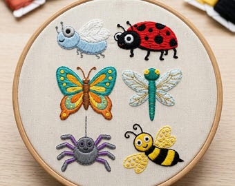 クローリーコレクション刺繍手刺繍パターン、モダンフープアート、6サイズ（PDFダウンロード）